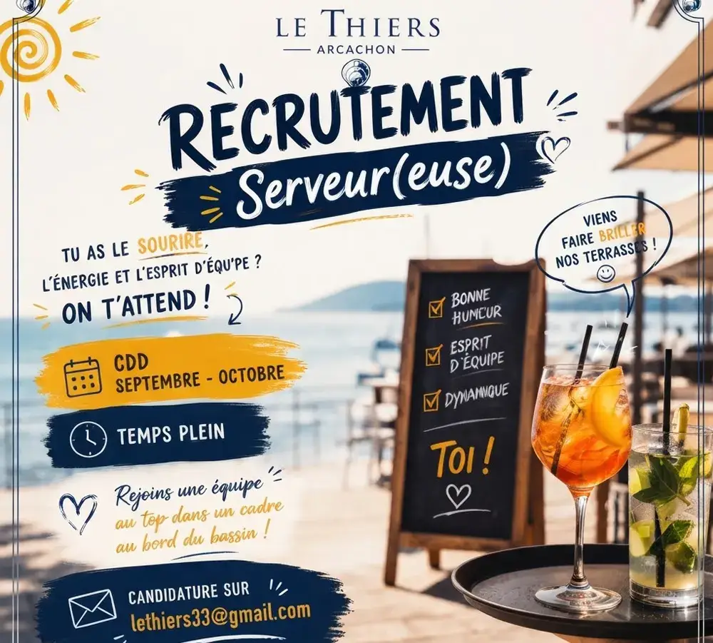 Restaurant Le Thiers Arcachon recrute serveurs