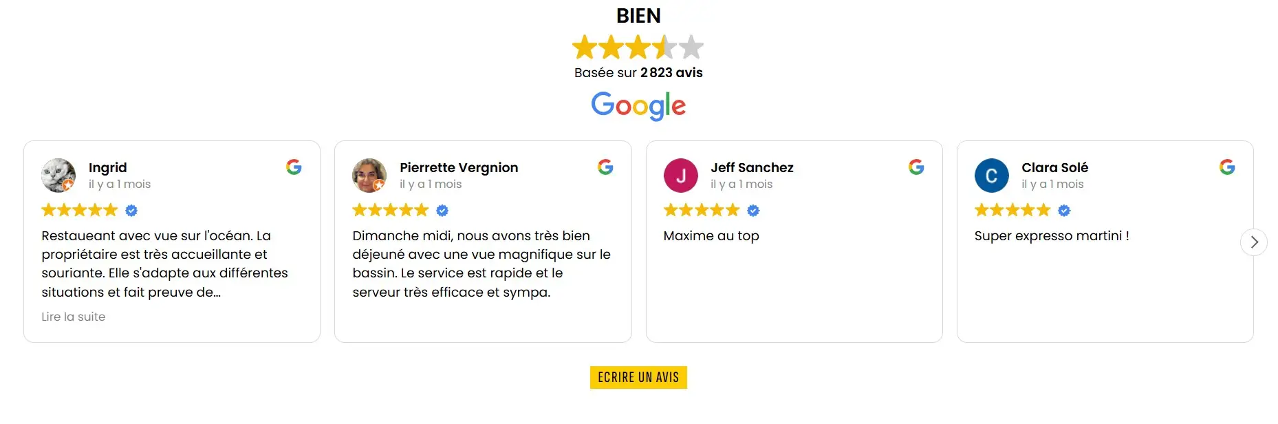 avis google le thiers arcachon